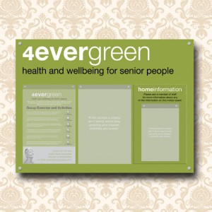 Care Home Information board with 2 A3 portrait and 1 A4 acrylic poster holders